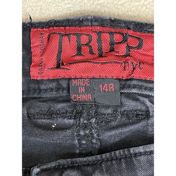 Tripp Nyc Jeans Womens 14R Black Skinny Slim Mid Rise Stretch Denim Punk Metal - Picture 4 of 10
